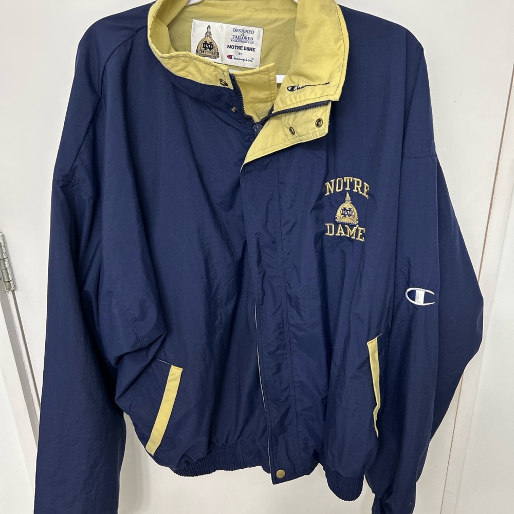 Vintage Notre Dame Champion Colorblock Windbreaker Jacket Exclusive Design XL